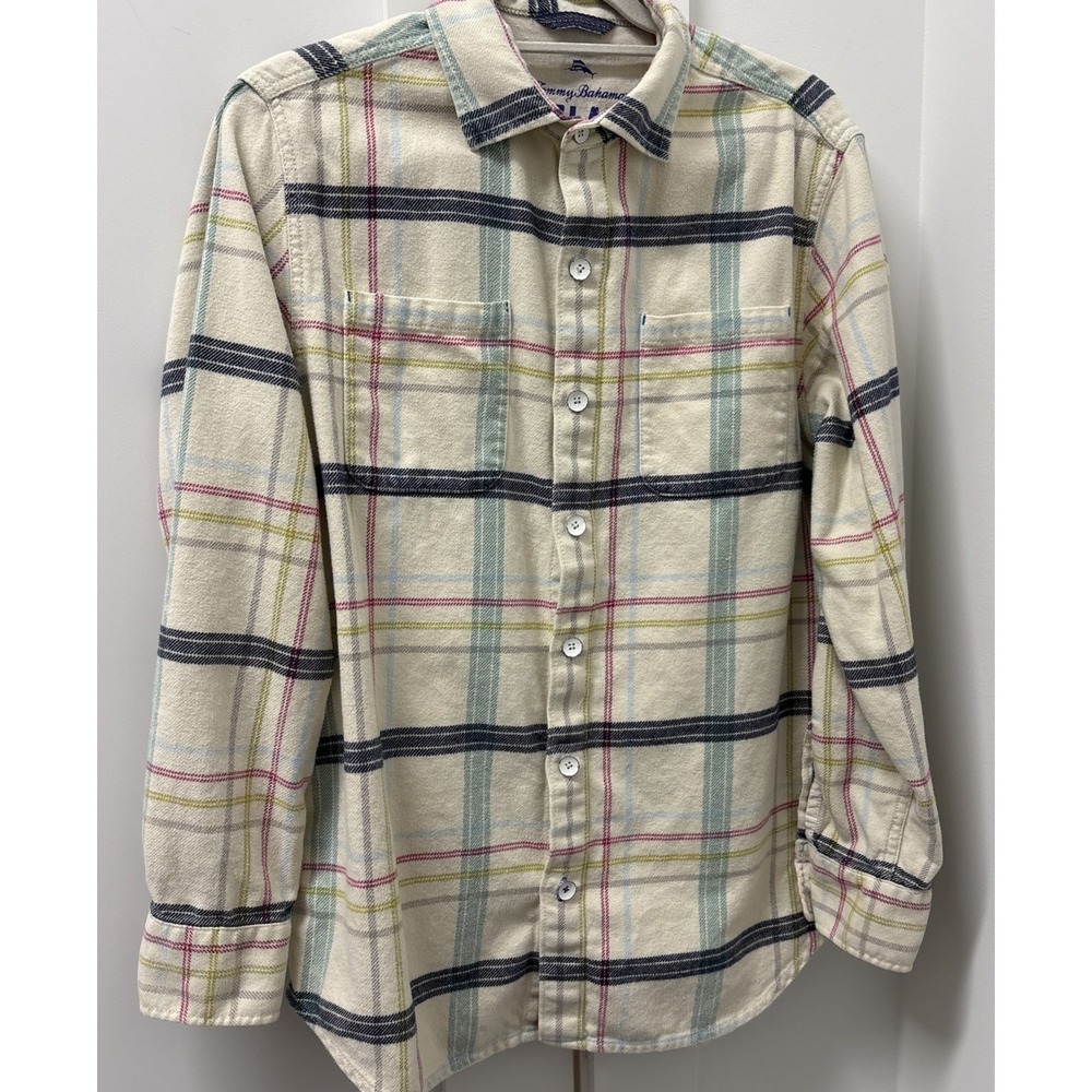 Tommy Bahama Mens Medium Flannel Shirt Plaid Relax